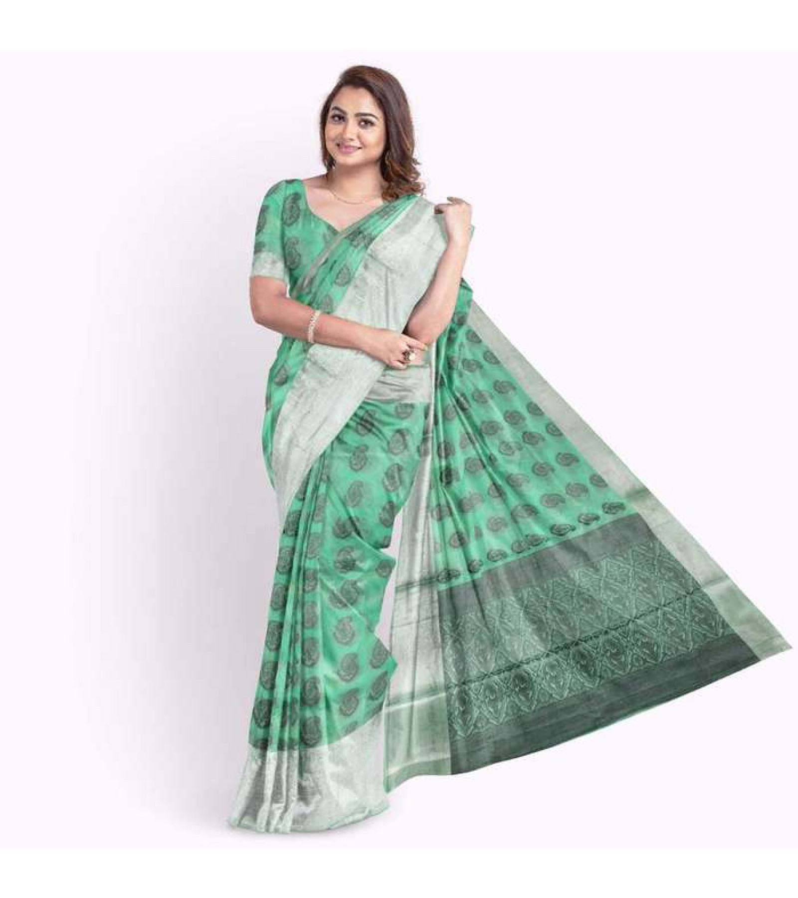 Exclusive  Linen Cotton Weaving Emp Fancy Sarees